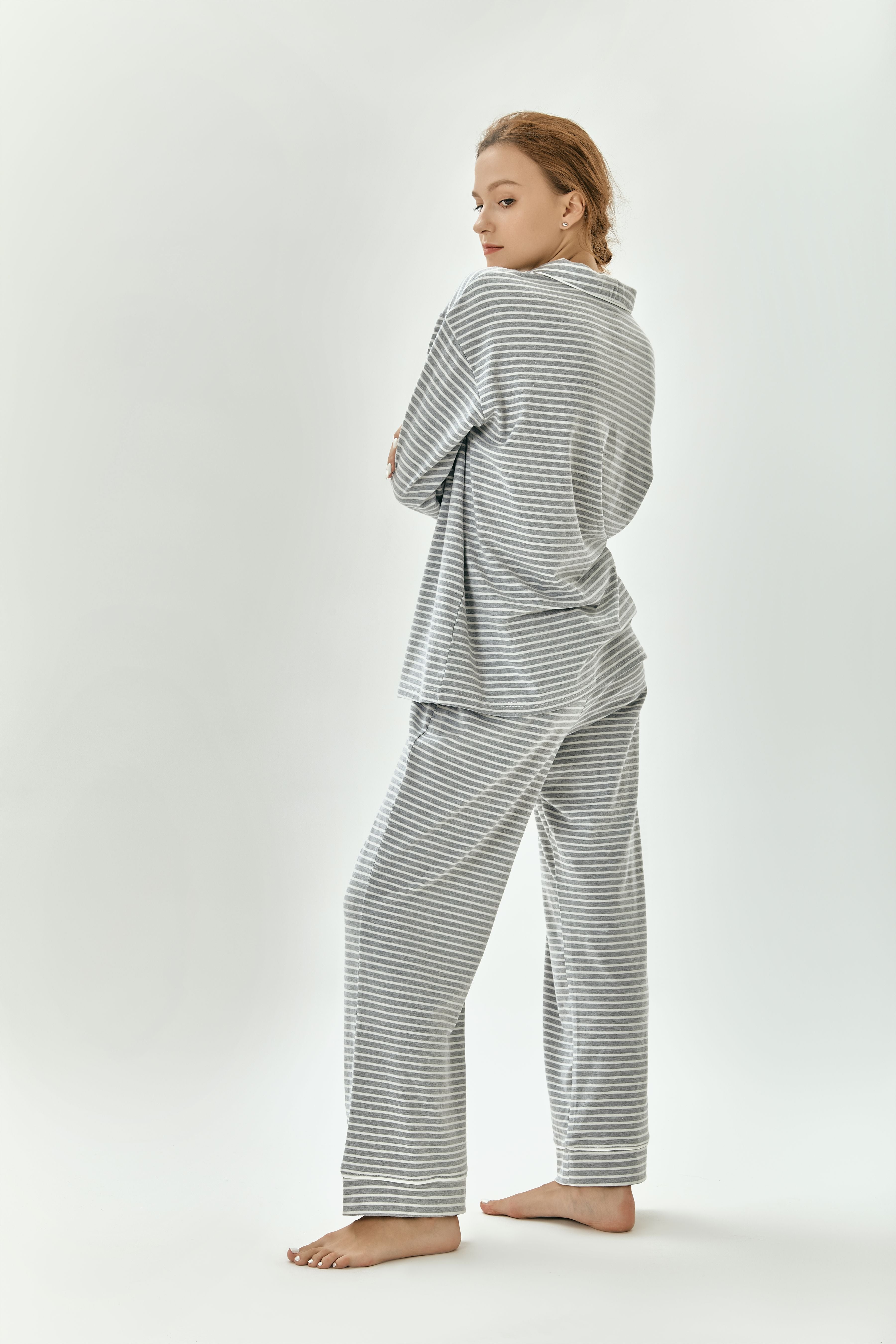 [Clearance Sale] NomadBasic Women's Light Grey Knitted Loungewear Set